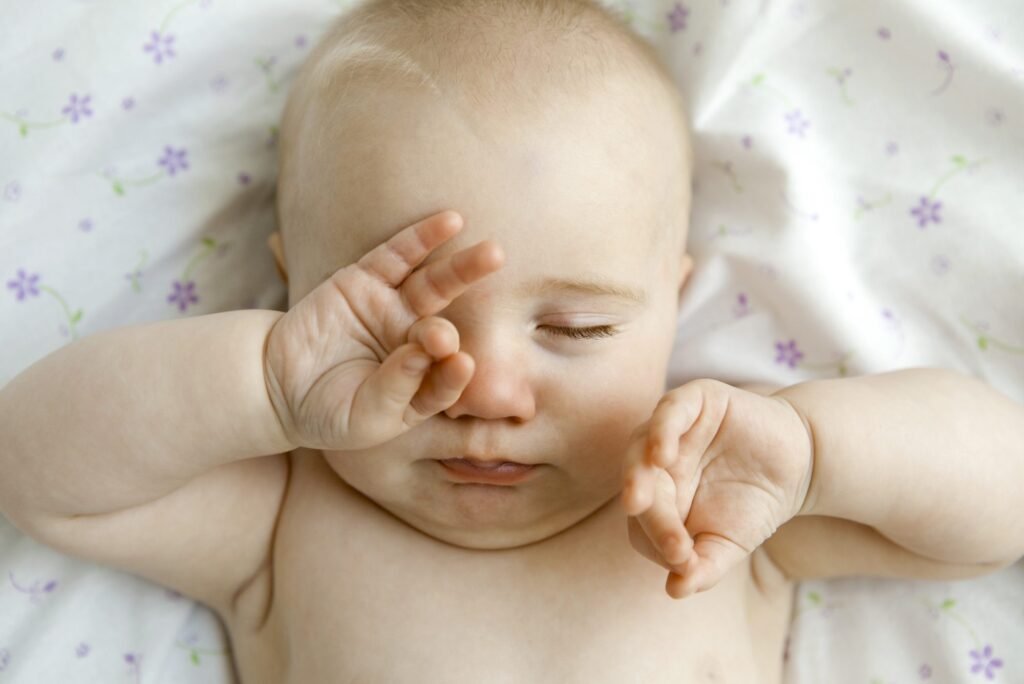 Newborn baby with sticky feet