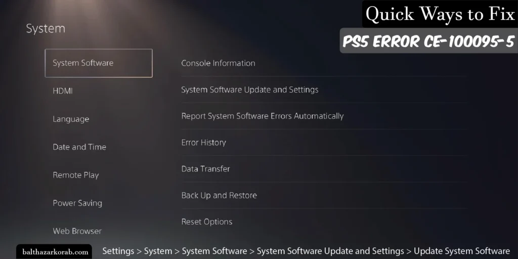 PS5 Error Code CE-100095-5